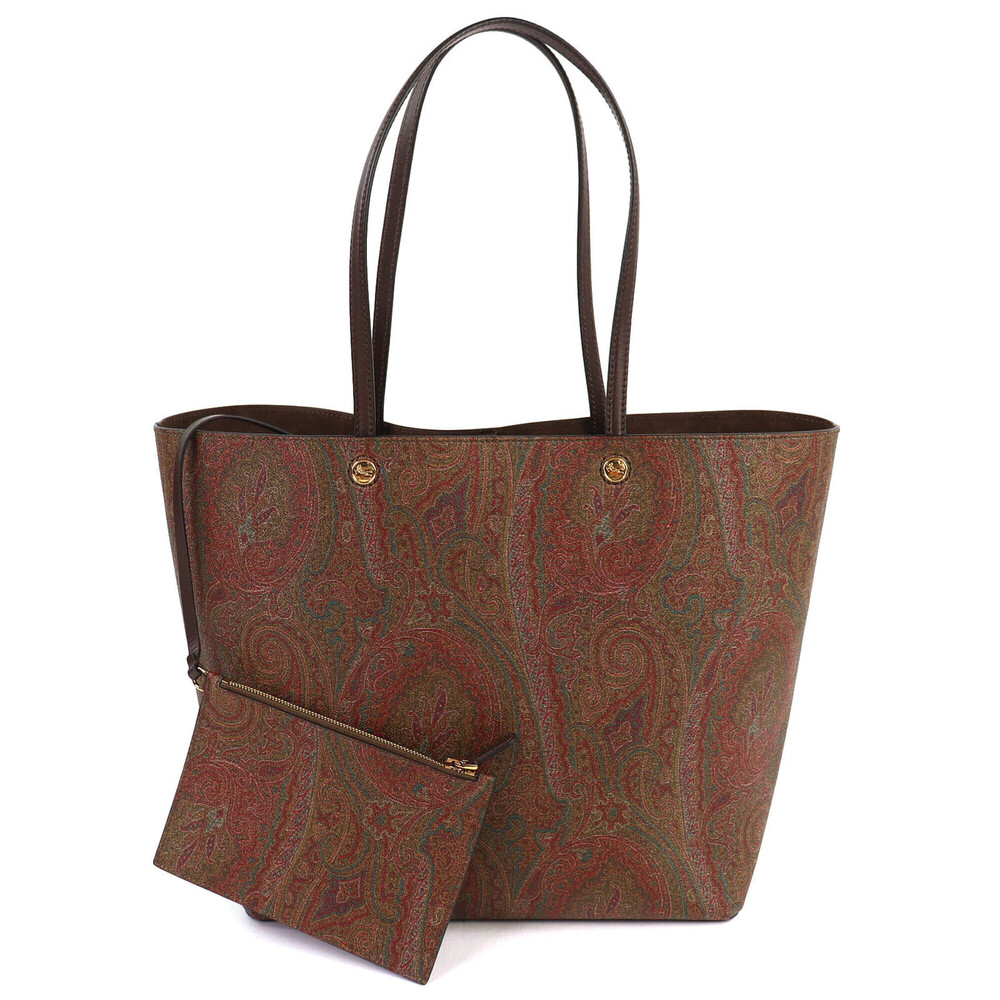 ETRO Essential Maxi Bag, Leather Trim, Paisley Pattern, Large Tote Bag with P...